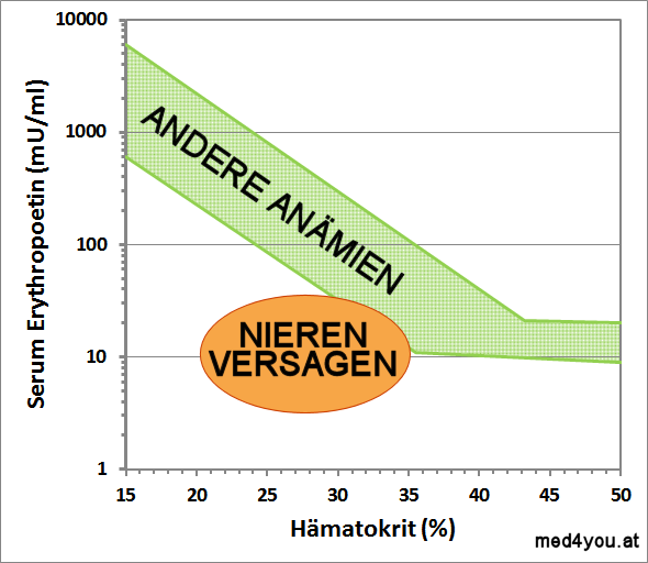 Erythropoetin bei Anaemien nach Cazzola, 1992, und Bunn, 2013