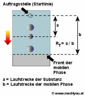 Rf-Wert: Wie weit luft ein Stoff im Vergleich zur Lsungsmittelfront